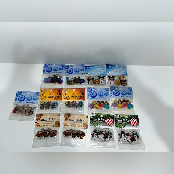 Lot of 13 Dress It Up Buttons NWT Belle of the Ball, Disney Tsum Tsum and more - Picture 1 of 9
